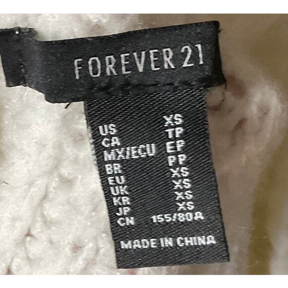 FOREVER 21 Off White Cable Knit Cold Shoulder Long Sleeve Sweater Size XS - Picture 4 of 5